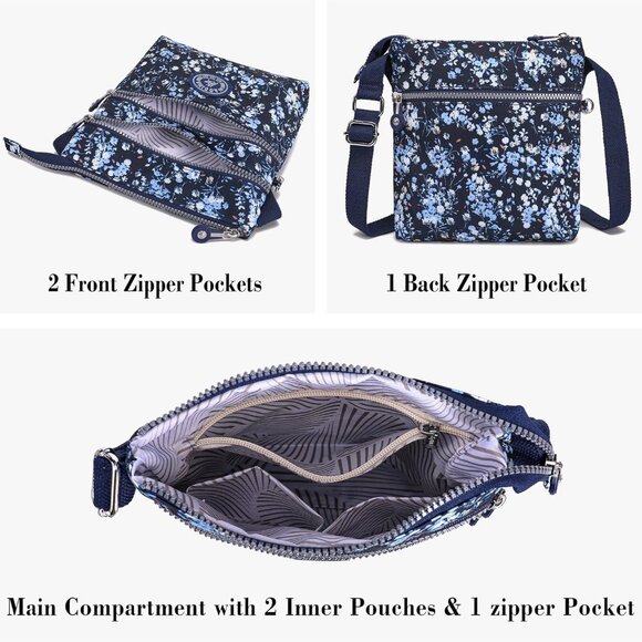 Nylon Crossbody Bags for Women Multi Pocket Small Cross Body Purse Lightweight T - Picture 3 of 6